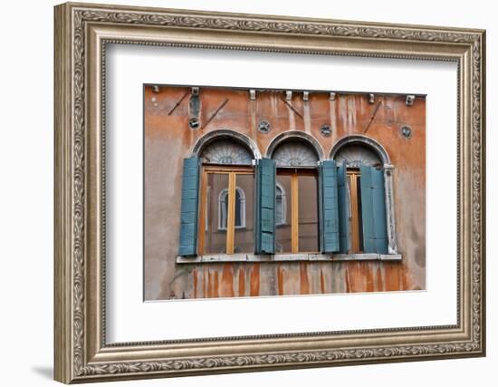 Shuttered Windows in Green, Venice, Italy-Darrell Gulin-Framed Photographic Print