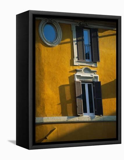 Shuttered Windows on Yellow Building-Bill Ross-Framed Premier Image Canvas
