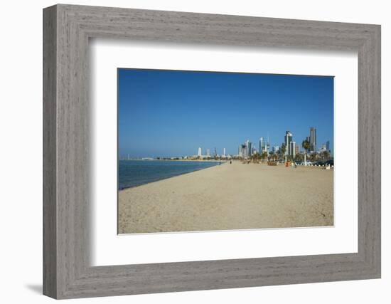 Shuwaikh beach and skyline of Kuwait City, Kuwait, Middle East-Michael Runkel-Framed Photographic Print