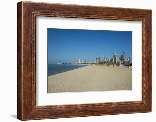 Shuwaikh beach and skyline of Kuwait City, Kuwait, Middle East-Michael Runkel-Framed Photographic Print