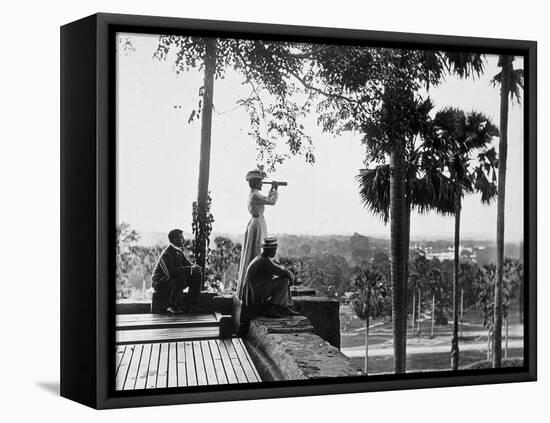 Shwe Dagon, the Pilgrim's Rest (A European Traveller Looks Out with a Telescope) Burma, c.1900-10-Vincent Clarence Scott O'Connor-Framed Premier Image Canvas