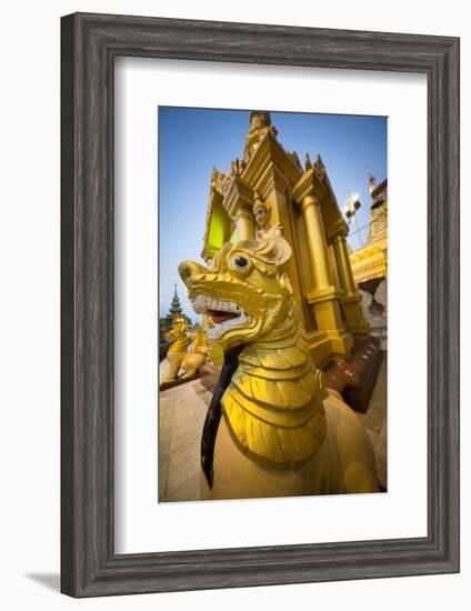 Shwedagon Pagoda in Yangon, Myanmar (Burma) Lit at Dusk-Merrill Images-Framed Photographic Print