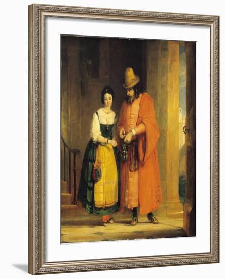 Shylock and Jessica from 'The Merchant of Venice', Act II, Scene II, 1830-Gilbert Stuart Newton-Framed Giclee Print