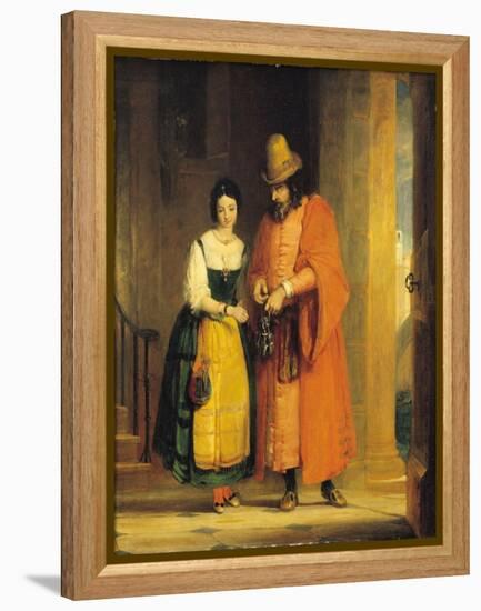 Shylock and Jessica from 'The Merchant of Venice', Act II, Scene II, 1830-Gilbert Stuart Newton-Framed Premier Image Canvas