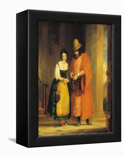 Shylock and Jessica from 'The Merchant of Venice', Act II, Scene II, 1830-Gilbert Stuart Newton-Framed Premier Image Canvas