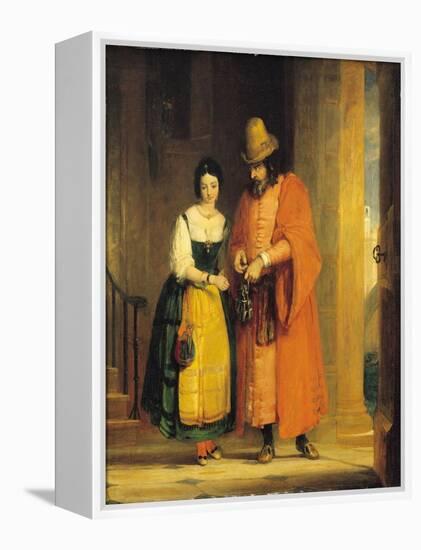 Shylock and Jessica from 'The Merchant of Venice', Act II, Scene II, 1830-Gilbert Stuart Newton-Framed Premier Image Canvas