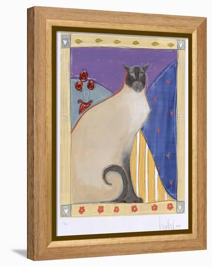 Siamese Cat with Flowers-Heather Ramsey-Framed Premier Image Canvas