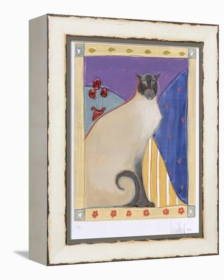 Siamese Cat with Flowers-Heather Ramsey-Framed Premier Image Canvas