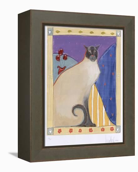 Siamese Cat with Flowers-Heather Ramsey-Framed Premier Image Canvas