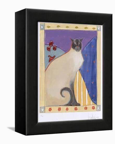 Siamese Cat with Flowers-Heather Ramsey-Framed Premier Image Canvas