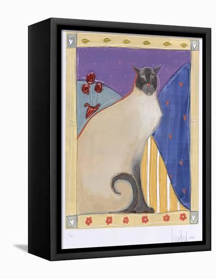 Siamese Cat with Flowers-Heather Ramsey-Framed Premier Image Canvas