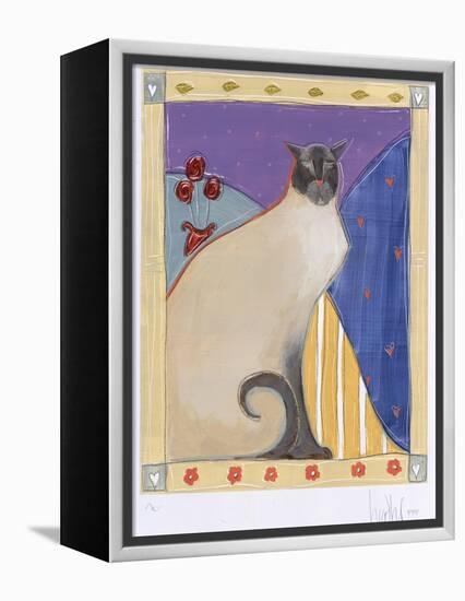Siamese Cat with Flowers-Heather Ramsey-Framed Premier Image Canvas