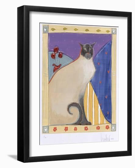 Siamese Cat with Flowers-Heather Ramsey-Framed Premium Giclee Print