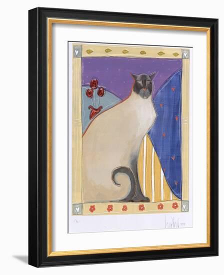 Siamese Cat with Flowers-Heather Ramsey-Framed Premium Giclee Print