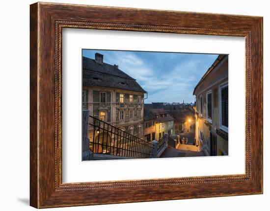 Sibiu, a 12th Century Saxon City at Night, Transylvania, Romania, Europe-Matthew Williams-Ellis-Framed Photographic Print