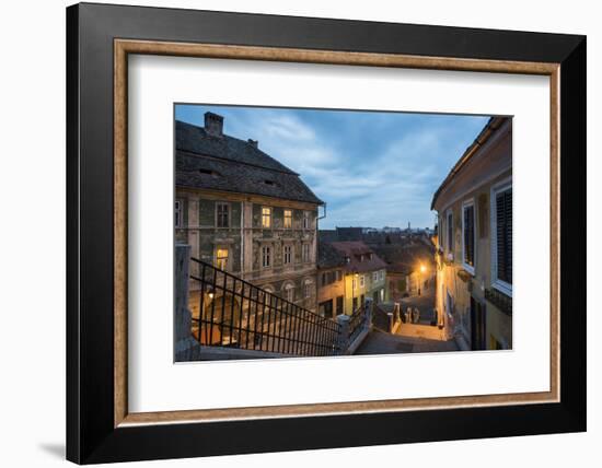 Sibiu, a 12th Century Saxon City at Night, Transylvania, Romania, Europe-Matthew Williams-Ellis-Framed Photographic Print