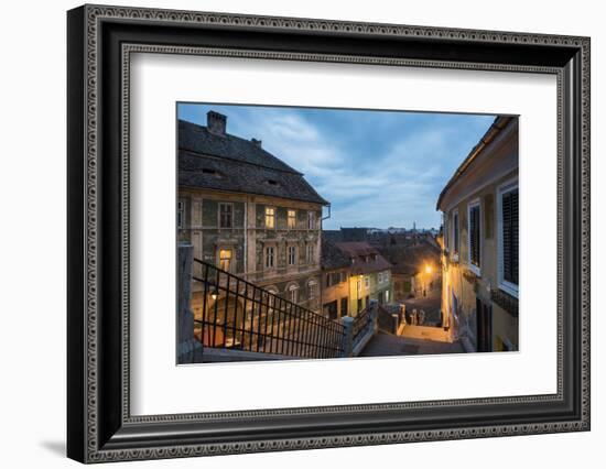 Sibiu, a 12th Century Saxon City at Night, Transylvania, Romania, Europe-Matthew Williams-Ellis-Framed Photographic Print