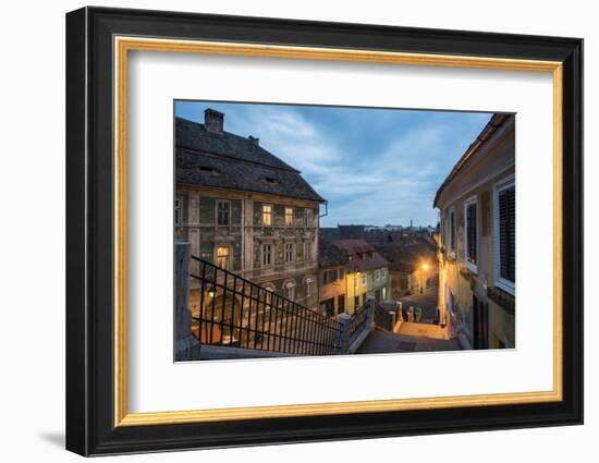 Sibiu, a 12th Century Saxon City at Night, Transylvania, Romania, Europe-Matthew Williams-Ellis-Framed Photographic Print