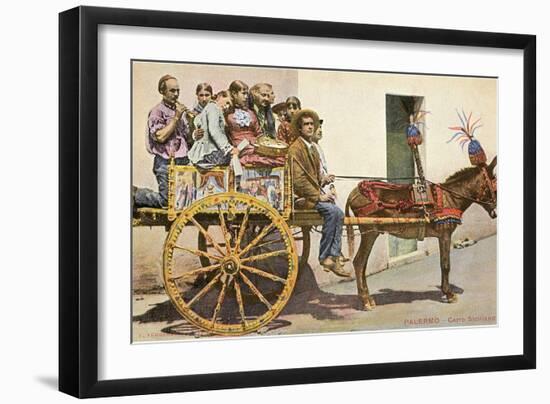 Sicilian Cart and Donkey, Palermo, Italy-null-Framed Art Print