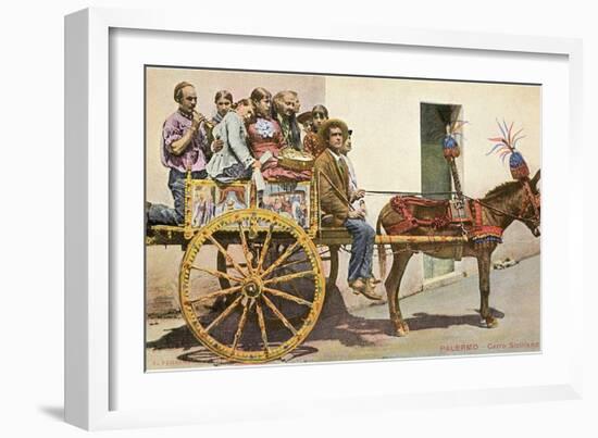 Sicilian Cart and Donkey, Palermo, Italy-null-Framed Art Print