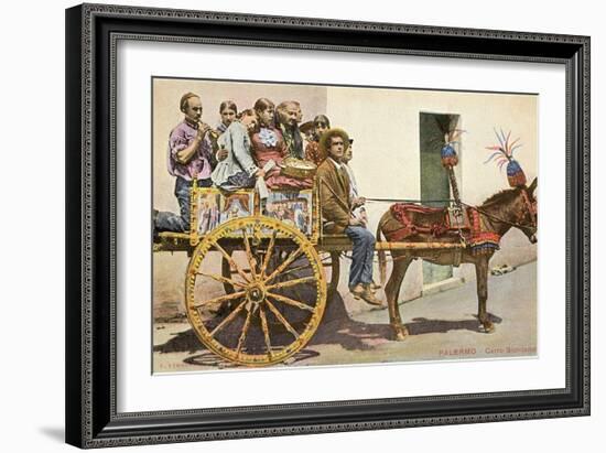 Sicilian Cart and Donkey, Palermo, Italy-null-Framed Art Print