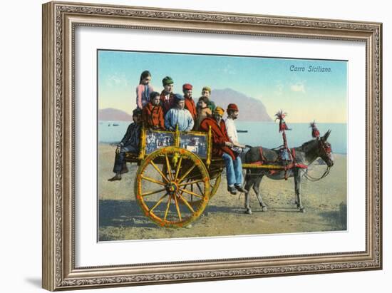 Sicilian Cart with Donkey, Italy-null-Framed Art Print