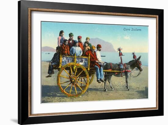 Sicilian Cart with Donkey, Italy-null-Framed Art Print