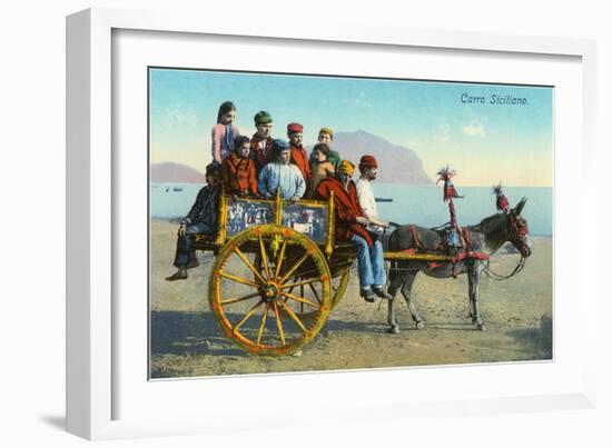 Sicilian Cart with Donkey, Italy-null-Framed Art Print