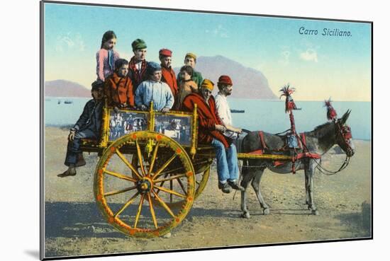 Sicilian Cart with Donkey, Italy-null-Mounted Art Print