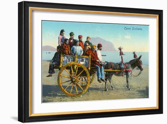 Sicilian Cart with Donkey, Italy-null-Framed Art Print