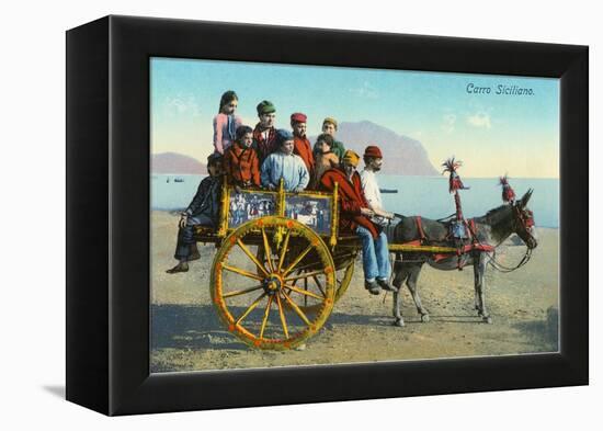 Sicilian Cart with Donkey, Italy-null-Framed Stretched Canvas