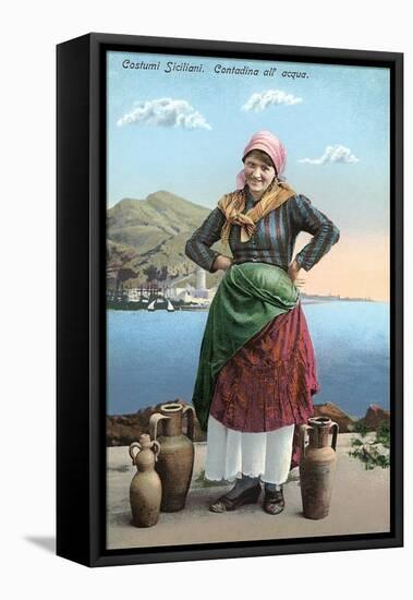 Sicilian Peasant Woman, Italy-null-Framed Stretched Canvas