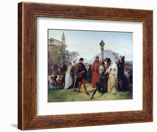 Sicilian Vespers: Easter Tuesday - the French Massacres by the Sicilians, March 31, 1282 (Oil on Ca-Francesco Hayez-Framed Giclee Print