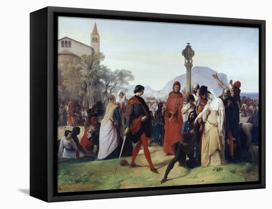 Sicilian Vespers: Easter Tuesday - the French Massacres by the Sicilians, March 31, 1282 (Oil on Ca-Francesco Hayez-Framed Premier Image Canvas