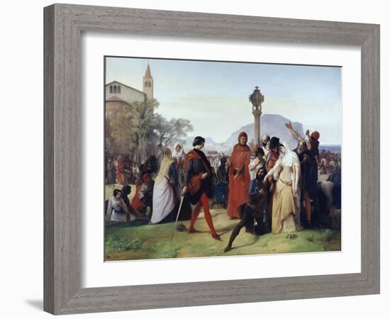 Sicilian Vespers: Easter Tuesday - the French Massacres by the Sicilians, March 31, 1282 (Oil on Ca-Francesco Hayez-Framed Giclee Print