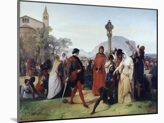 Sicilian Vespers: Easter Tuesday - the French Massacres by the Sicilians, March 31, 1282 (Oil on Ca-Francesco Hayez-Mounted Giclee Print