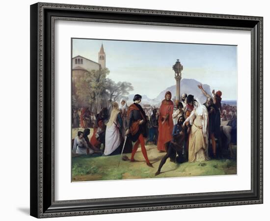 Sicilian Vespers: Easter Tuesday - the French Massacres by the Sicilians, March 31, 1282 (Oil on Ca-Francesco Hayez-Framed Giclee Print