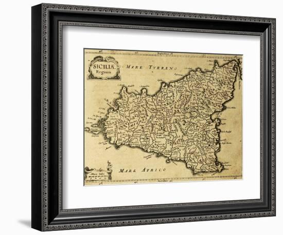 Sicily Old Map, May Be Approximately Dated To The Xviii Sec-marzolino-Framed Art Print