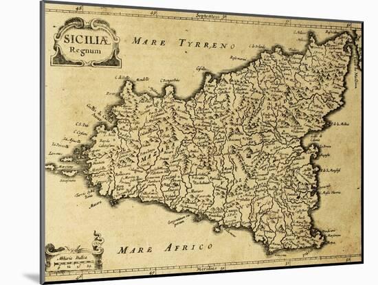 Sicily Old Map, May Be Approximately Dated To The Xviii Sec-marzolino-Mounted Art Print