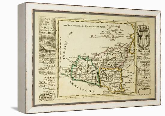 Sicily Old Map, May Be Dated To The Beginning Of The Xviii Sec-marzolino-Framed Stretched Canvas