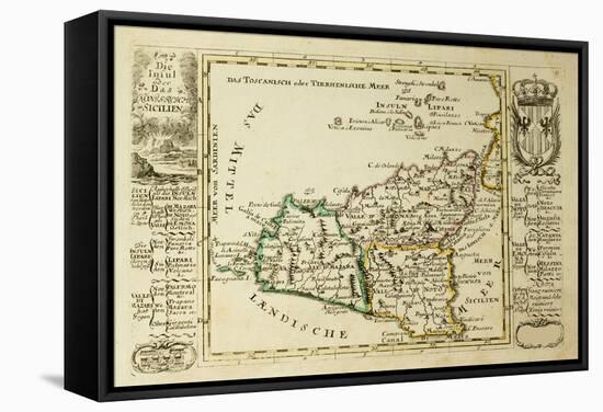 Sicily Old Map, May Be Dated To The Beginning Of The Xviii Sec-marzolino-Framed Stretched Canvas