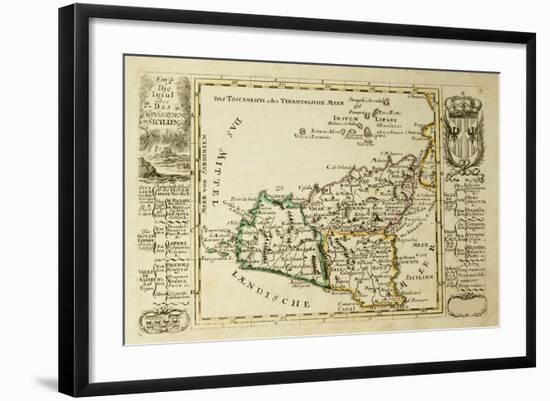 Sicily Old Map, May Be Dated To The Beginning Of The Xviii Sec-marzolino-Framed Art Print