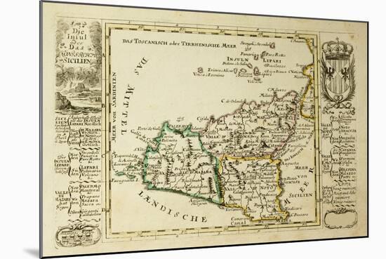 Sicily Old Map, May Be Dated To The Beginning Of The Xviii Sec-marzolino-Mounted Art Print