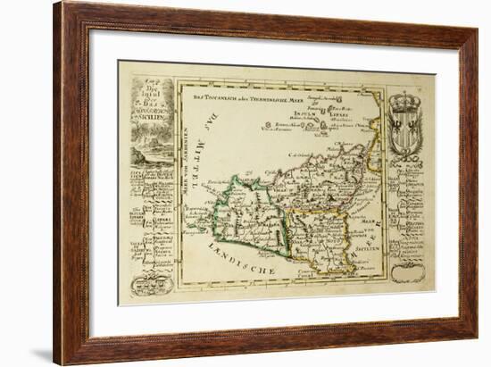 Sicily Old Map, May Be Dated To The Beginning Of The Xviii Sec-marzolino-Framed Art Print