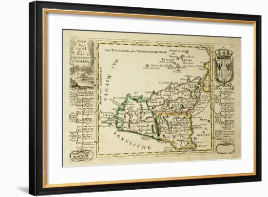 Sicily Old Map, May Be Dated To The Beginning Of The Xviii Sec-marzolino-Framed Art Print