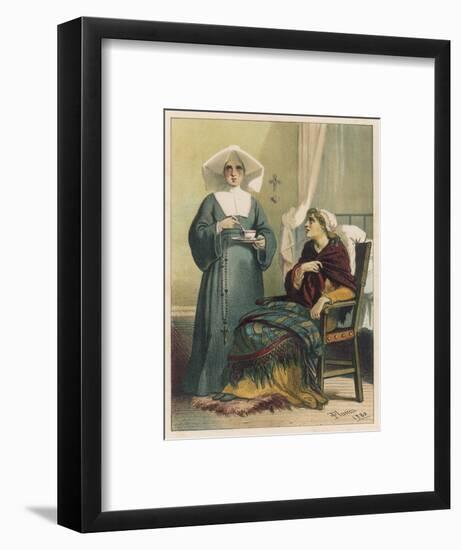 Sick Looking Patient and Her Nurse-D. Euesbio-Framed Art Print