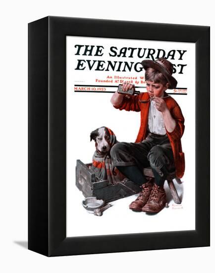 "Sick Puppy" Saturday Evening Post Cover, March 10,1923-Norman Rockwell-Framed Premier Image Canvas