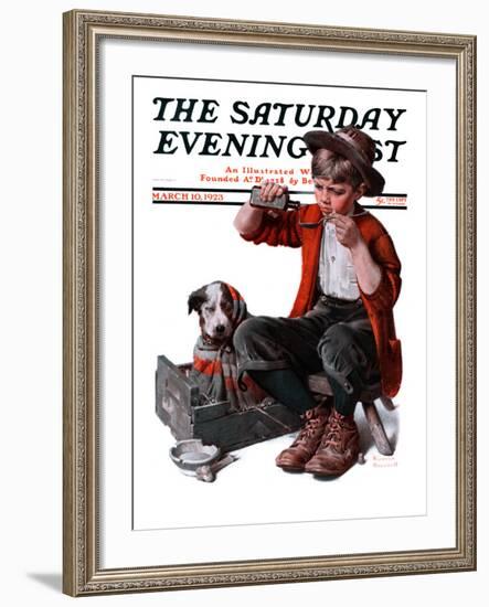 "Sick Puppy" Saturday Evening Post Cover, March 10,1923-Norman Rockwell-Framed Giclee Print