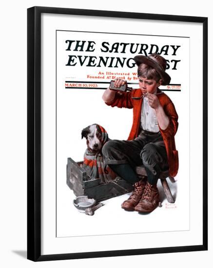 "Sick Puppy" Saturday Evening Post Cover, March 10,1923-Norman Rockwell-Framed Giclee Print