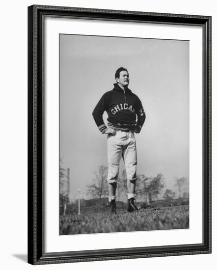 Sid Luckman of Chicago Bears Exercising before Practice-William C^ Shrout-Framed Premium Photographic Print